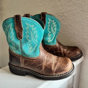 ARIAT Fatbaby Heritage Western Boots Kids Rodeo Cowboy Cowgirl US 1